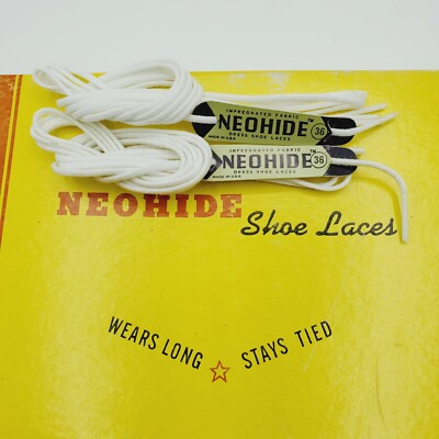 2 PAIR White 36 Inch WAXED DRESS SHOE  LACE STRING Neohide  USA 36'' NOS Light