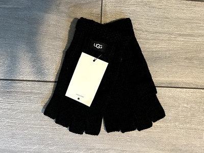 UGG FINGERLESS KNIT GLOVES, BLACK, NWT, ONE SIZE
