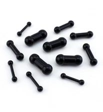 Barbell Tongue Nipple Ring Heavy Acrylic 00 Gauge 5/8" Black 12mm *