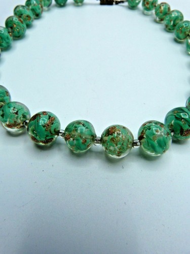 Vintage Murano Glas Collier grün Aventurin um 1950 Fifties Glass Necklace - Bild 3 von 3
