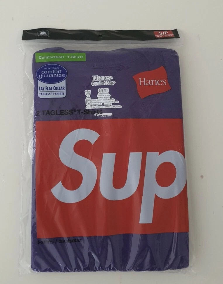 Lot de 2 t shirts violet SS21 Supreme Hanes taille S petit sous vêtement neuf