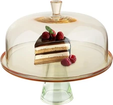 Large Cake Stand with Dome Lid - 13" (33cm) Elegant Footed Covered Cake Plate 