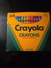 Vintage 1990 Crayola Crayons 64 Box with Dandelion Sharpener NEW As Seen Rare