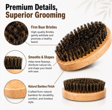 Men  s Boar Bristle Beard Brush Soft Mustache Grooming Brush Wooden Handle Pocket