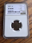 1877 Indian Head Small Cent NGC XF 40 BN Bronze Philadelphia KM#90