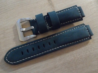 Blue Vintage Leather Watch Strap for Timex T45601, T2N721 E-tide Compass Watch