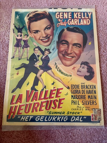 Vintage Movie Poster Belgium "Summer Stock" 1950 Judy Garland Gene Kelly