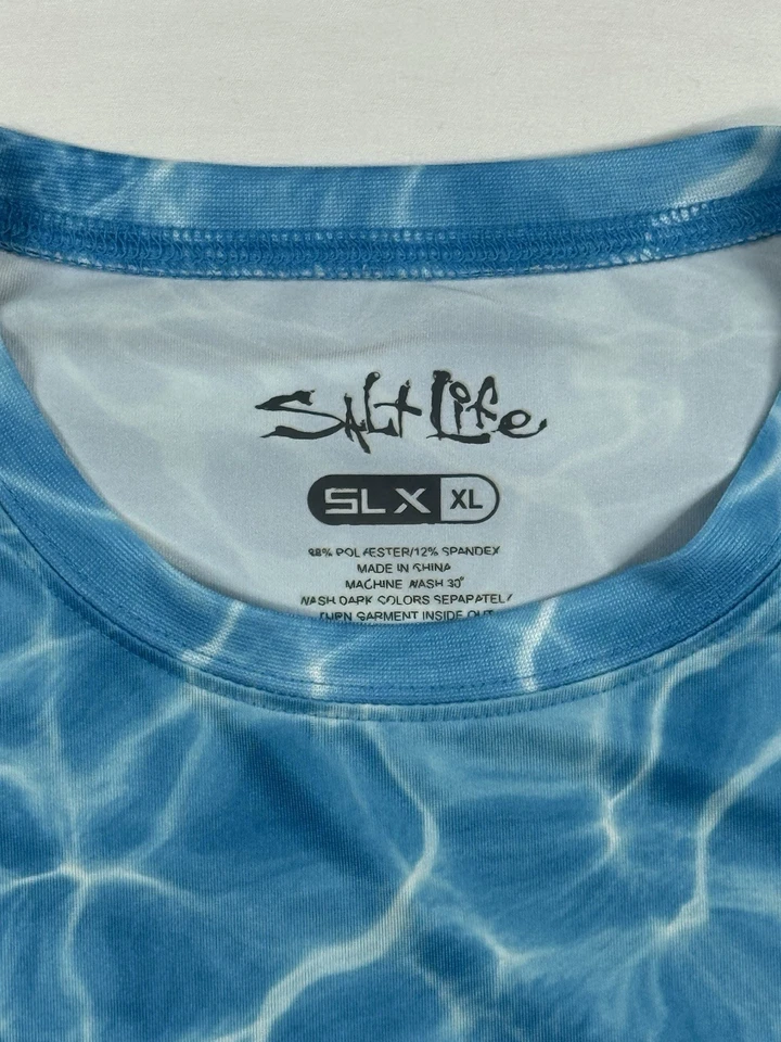 Salt Life SLX Uvapor Fish Surf Dive Long Sleeve Shirt Water Reflections Blue XL - Image 4 of 4