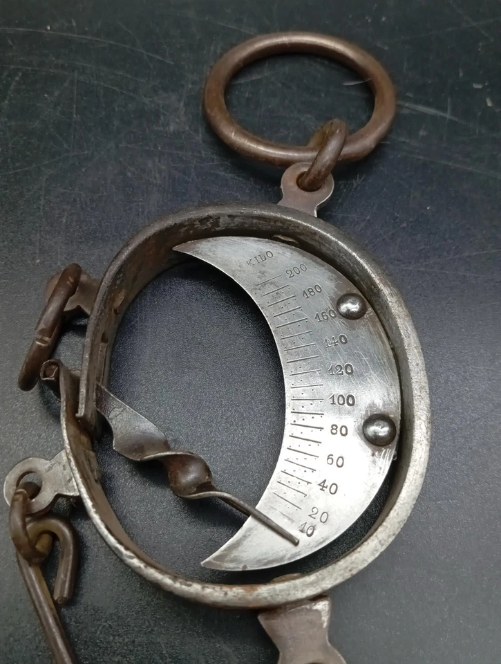 Ancien PESON du XIXe 200Kg en FER FORGE et LAITON - Photo 4/4