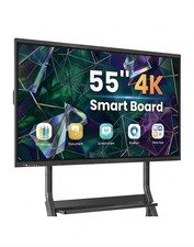 55 Inch 4K UHD Smart Board, Interactive Digital Whiteboard, 20-Point Touchscreen