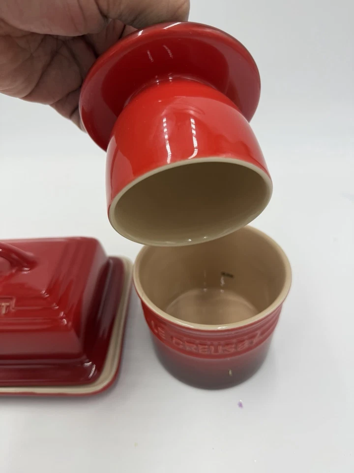 Le Creuset Stoneware Red Butter Dish & Butter Bell Crock Red Set 2 PCs - Image 4 of 4