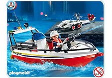 PLAYMOBIL Feuerwehrboot 4823 Neu & OVP Anh&auml;nger Feuerwehr Boot Feuerwehrmann