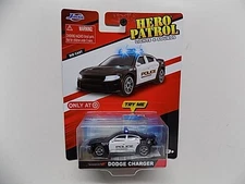 JADA TARGET - HERO PATROL Lights & Sounds - BLACK/WHITE DODGE CHARGER -  POLICE