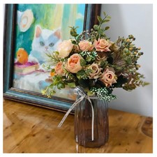 Künstliche Blumen Set 4 Bündel Seide Pfingstrosen Rosen Dekoration