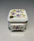 Vintage Westmoreland Glass Iridescent Milk Glass Beaded Footed Trinket Box