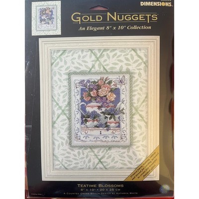 Dimensions Gold Nuggets Teatime Blossoms Counted Cross Stitch Kit Kathryn White