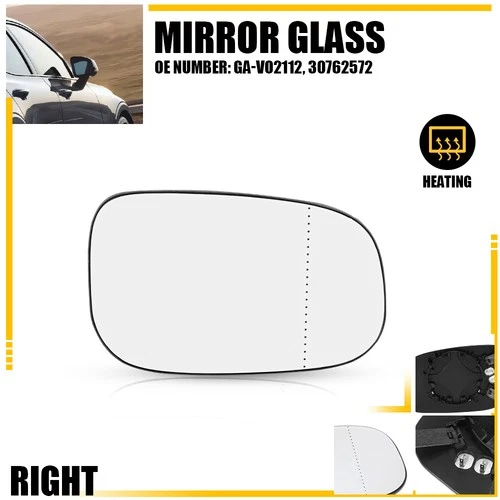 Passenger Right Heated Side Mirror Glass w/ Backing Plate for Volvo C30 S40 C70