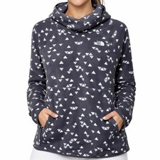 The North Face Womens Gray Triangle Print Fleece Funnel Neck Hoodie Size Large