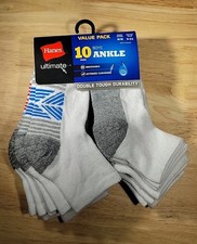 Hanes Ultimate Boys Cotton Ankle Socks 10-Pack Breathable Gym socks