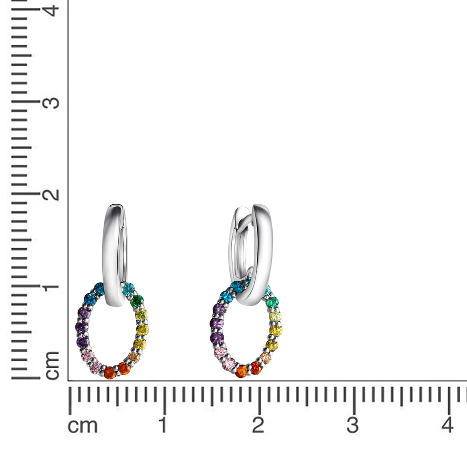 Creolen 925-Sterling Silber rhodiniert Zirkonia Damen Ohrringe Echtschmuck - Bild 2 von 4