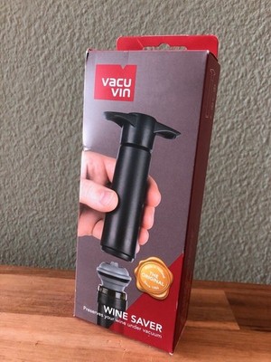 Vacu Vin Wine Saver Vakuumpumpe + 2 Weinverschlüsse Schwarz NEU