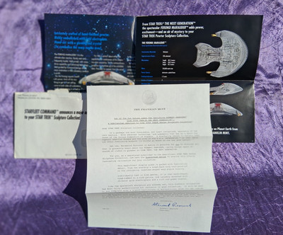 Franklin Mint Star Trek Ferengi Sculpture Glossy Brochure and Paperwork