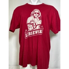 The Big Lebrewski The Dude Chive Tees Red Movie T-Shirt Men's 2XL