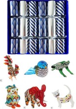 Glass Animal Figurine Christmas Crackers, Set of 6, Collectable Keepsakes
