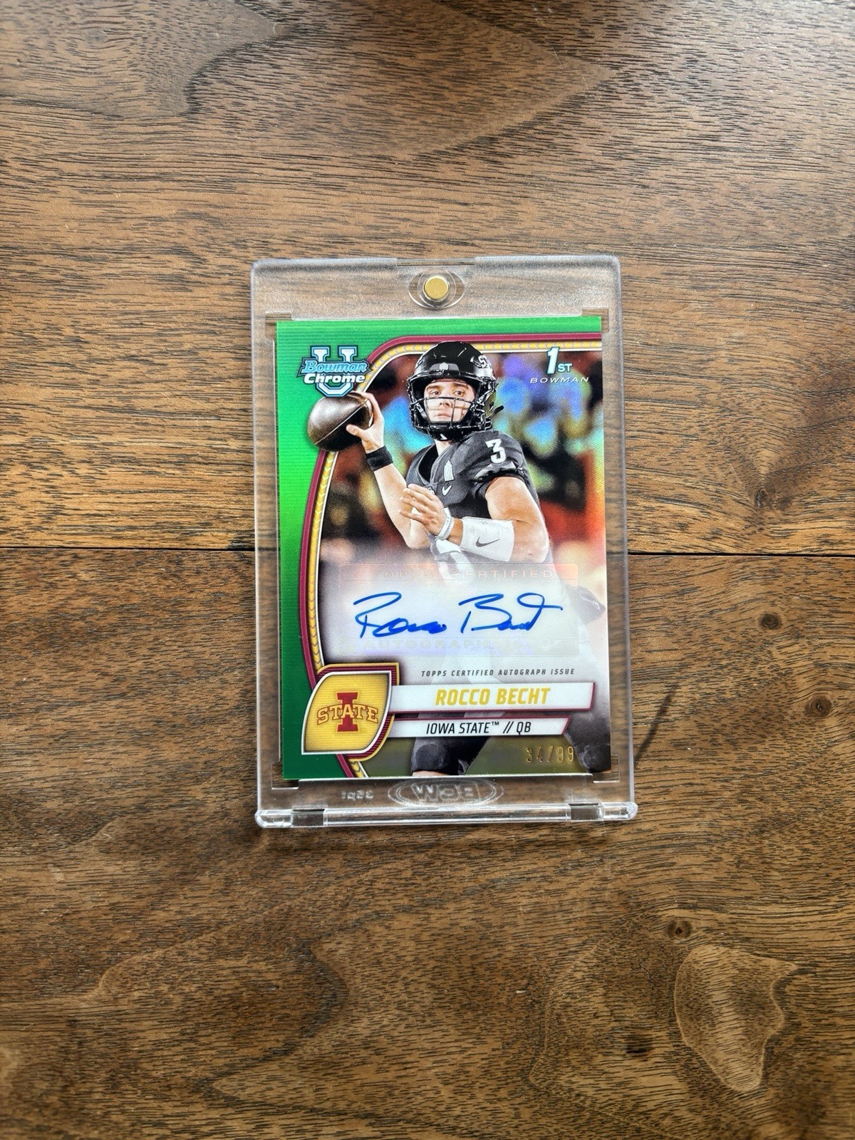 2024 Bowman University Chrome Rocco Becht Green Refractor Auto /99 RC 1st SP