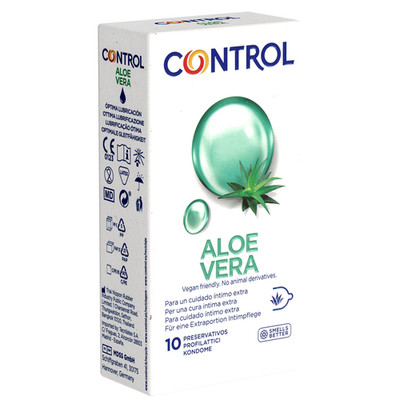Control Aloe Vera Kondome 10 Stk | 54 mm Comfort-Form, extra feucht, sensitiv