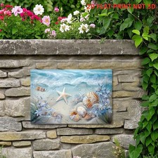 Coastal Beach Seashell Starfish Metal Sign Nautical Outdoor Garden Decoration