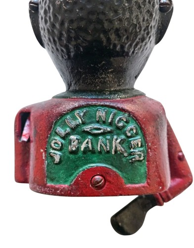 *HH* Antique Jolly Niccer Bank Piggy Bank Statue Sculpture Metal Man Black - Picture 4 of 24