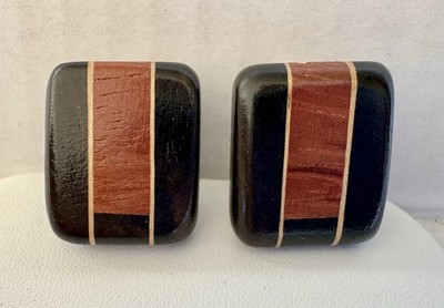 Wooden Modernist Scandinavian-Look Clip Earrings