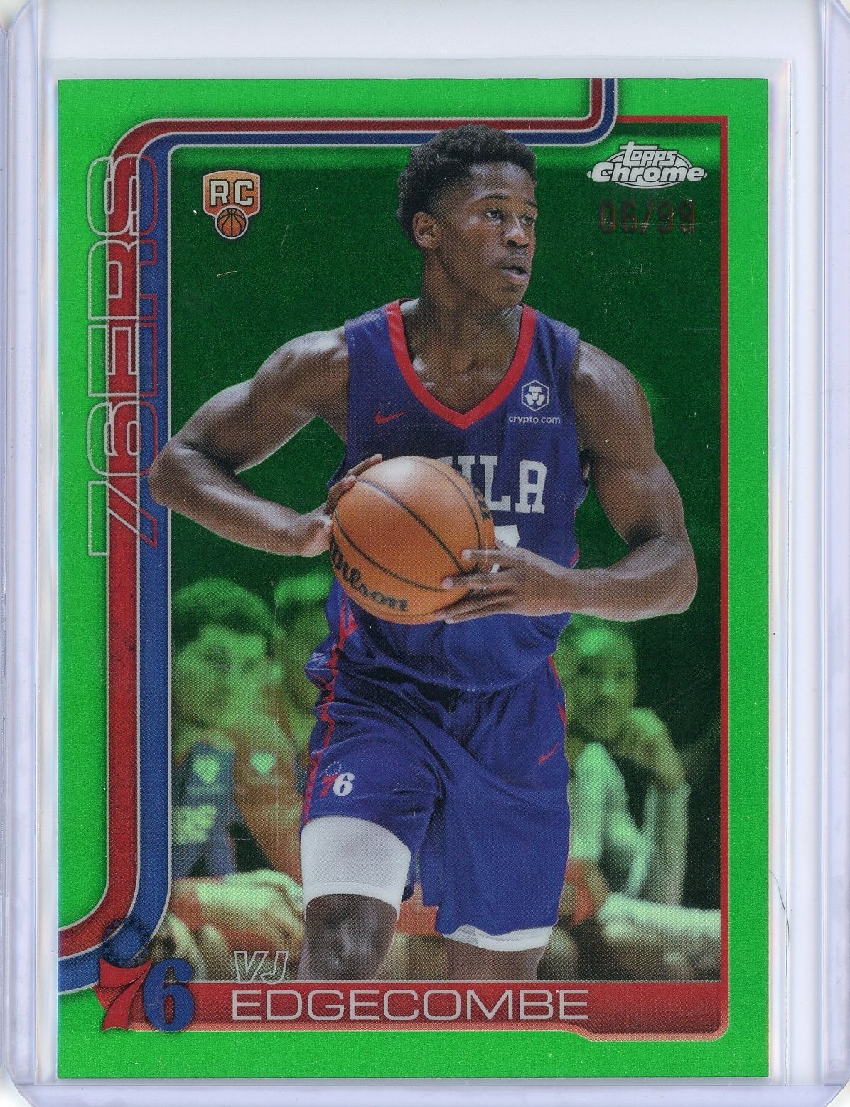 2025 Topps Chrome VJ Edgecombe Green Refractor Rookie /99 #253 76ers RC