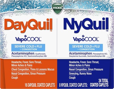 DayQuil and NyQuil SEVERE with Vicks VapoCOOL, Cough, Cold & Flu Relief Combo Pa