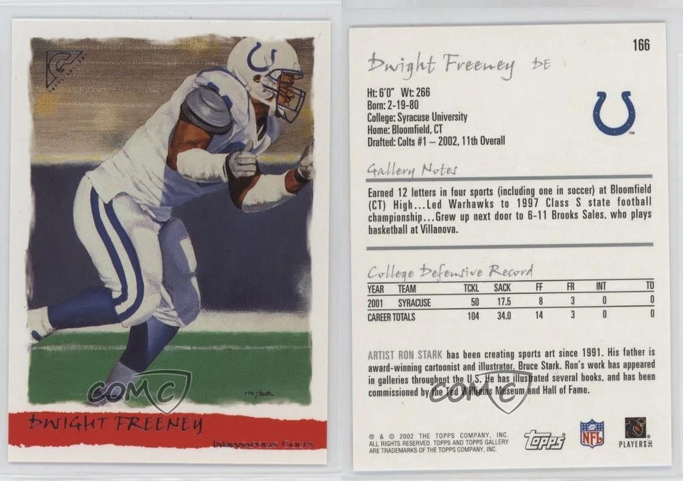 2002 Topps Gallery Dwight Freeney #166 Rookie RC HOF - Image 3 of 3
