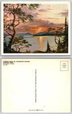 Vancouver Island Arbutus Trees Evening Glow Postcard Frederik Priddat Art