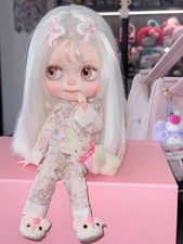 OOAK Custom Full Set Blythe Doll White Skin Closed Mouth Face Collectible Doll