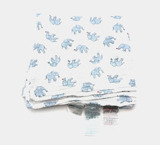 Aden  Anais Elephant w/Flag Print Baby Swaddle Blanket Blue White Muslin Cotton