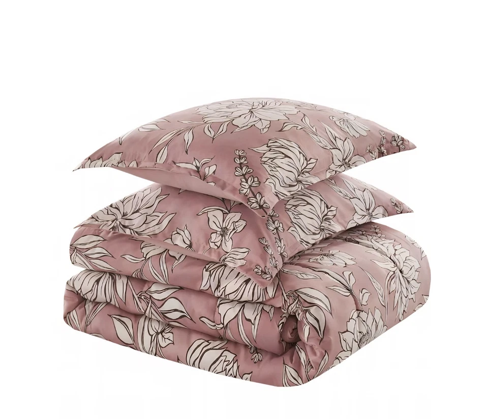 Juego de edredón Madison Park Essentials rosa floral reina poliéster Foto 2 de 2