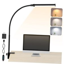 LED Desk lamp with Clamp, Eye-Caring Clip 3CCT in One 3000K/4000K/6000K 
