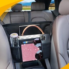 Diamond Car Handbag Holder Between Seats Bling Rhinestone Car pink diamond
