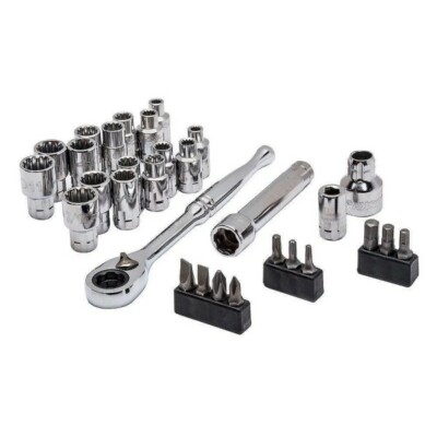 その他 TAKE Husky 1/4 inch Drive 6-Point Pass Thru Ratchet and Socket Set
