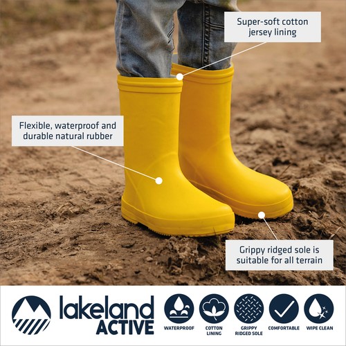 Lakeland Active Infant Kids Wampool Wellington Boots Natural Rubber Boys Girls - Picture 11 of 24