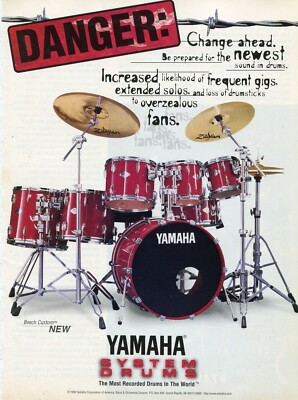 1997 Print Ad of Yamaha System Beech Custom Drum Kit DANGER | eBay