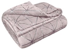145x200cm Large Cosy Soft Fleece Blanket Bed Throw Glitter Sparkle Cream Silver