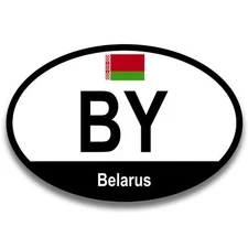 Belarus Belarusian Euro Oval Magnet Decal, 4x6 Inches, Automotive Magnet