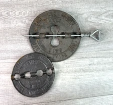 VTG Lot of (1) Jackes Evans 8" Cast Iron Stove Damper Flue & (1) Unbranded 6"