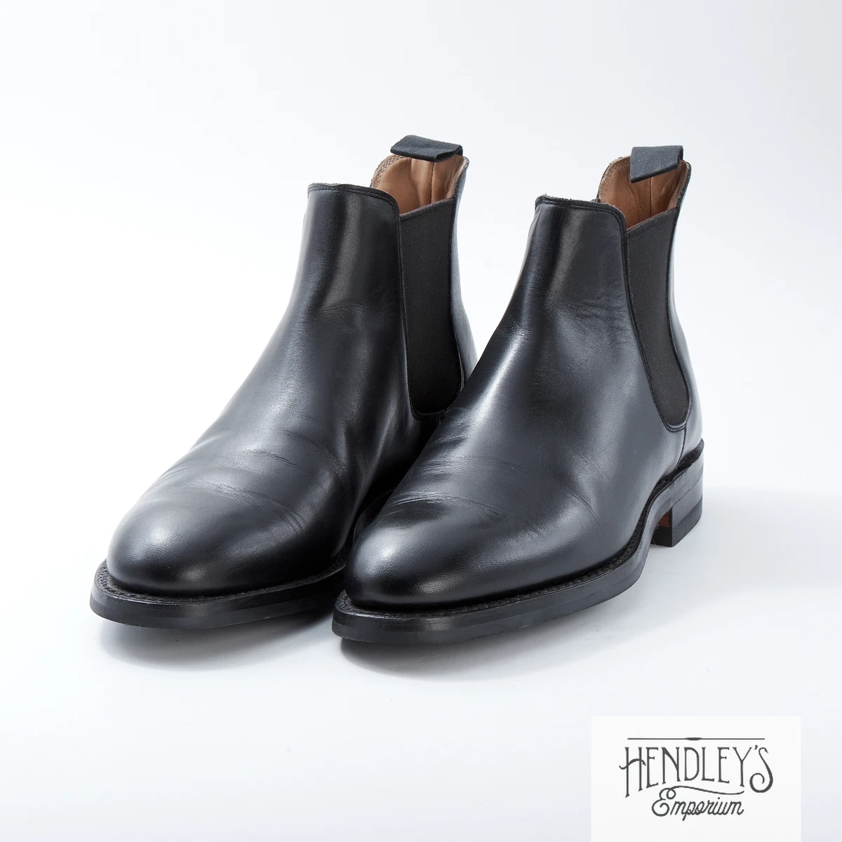 CROCKETT & JONES Chelsea Boots 7.5D in Ebony Black Calfskin