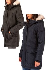 Hardcore Ladies Parka Slim Fit Faux Fur Hooded Padded Coat Rrp £53.99